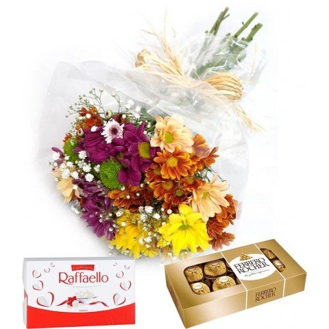 Mini Buquê Felicidade com Flores do Campo + 1 Chocolate